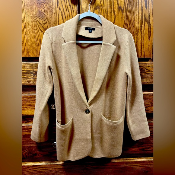 J. Crew Cecile Sweater Blazer. Camel. One button. - Picture 2 of 4